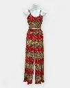 [DFW201] Rongtai Boho Two-Piece Set – Sleeveless Top & Wide-Leg Pants in Ethnic Print - Red Color (S-M).webp