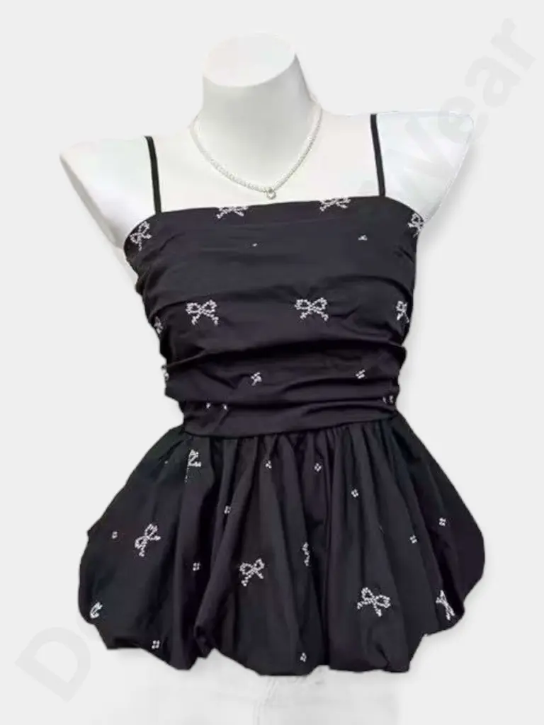 [WTS142] Women Spaghetti Strap Top – Free Size | Tops & Blouses  (Black).webp