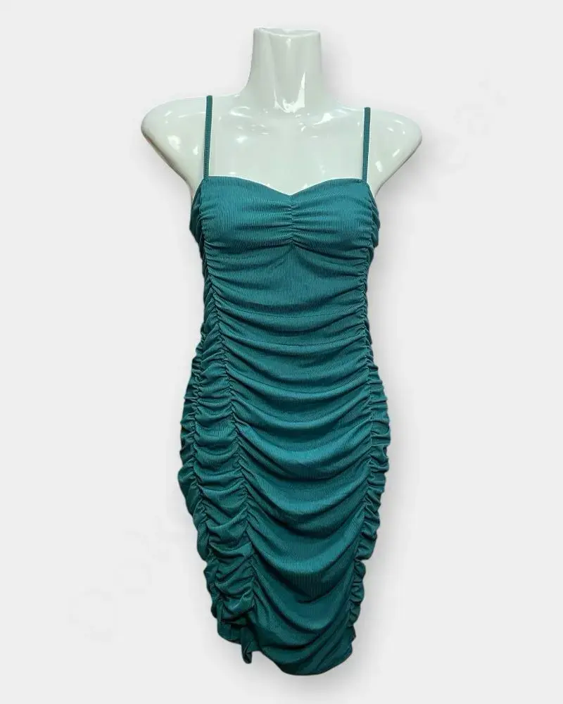 [DFW227-2] Women Bodycon dress  –  Teal Color _ Dresses & Gowns (M).webp