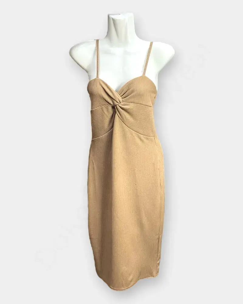 [DFW232-2] Women Bodycon dress  –  Cream Color _ Dresses & Gowns (L).webp