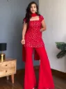 FANCY GEORGETTE THREAD WITH SEQUENCE WORK TOP PALAZZO WITH DUPATTA RED