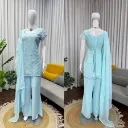 FANCY GEORGETTE THREAD WITH SEQUENCE WORK TOP PALAZZO WITH DUPATTA SKY