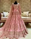 ATTRACTIVE CHINON EMBROIDERY SEQUENCE WORK GOWN BOTTOM WITH DUPATTA BABYPINK- SIZE | LARGE