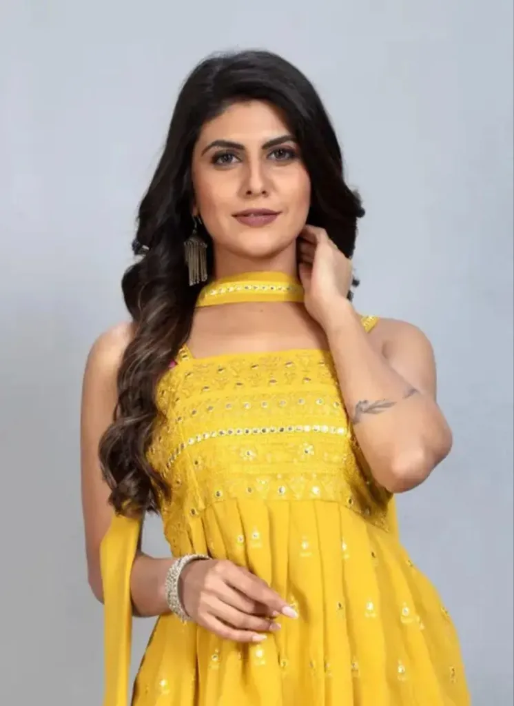 DESIGNER GEORGETTE SEQUENCE EMBROIDERY MOTI WORK TOP PALAZZO