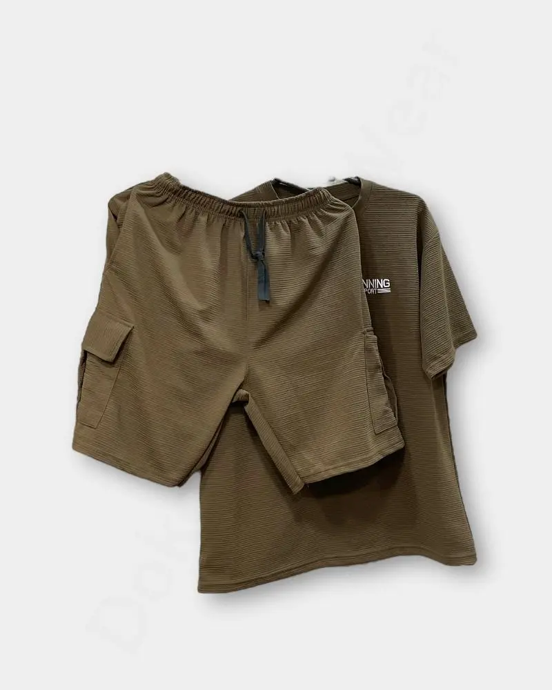 [DFW185] Men Two-piece Set  – L Size & Light Green Color | Mens Set 