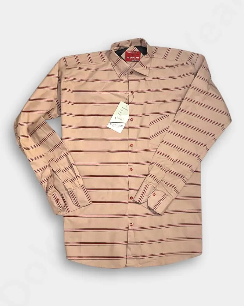 [MSL041] Collar Men's Laffer Line Shirt Light Brown (L)