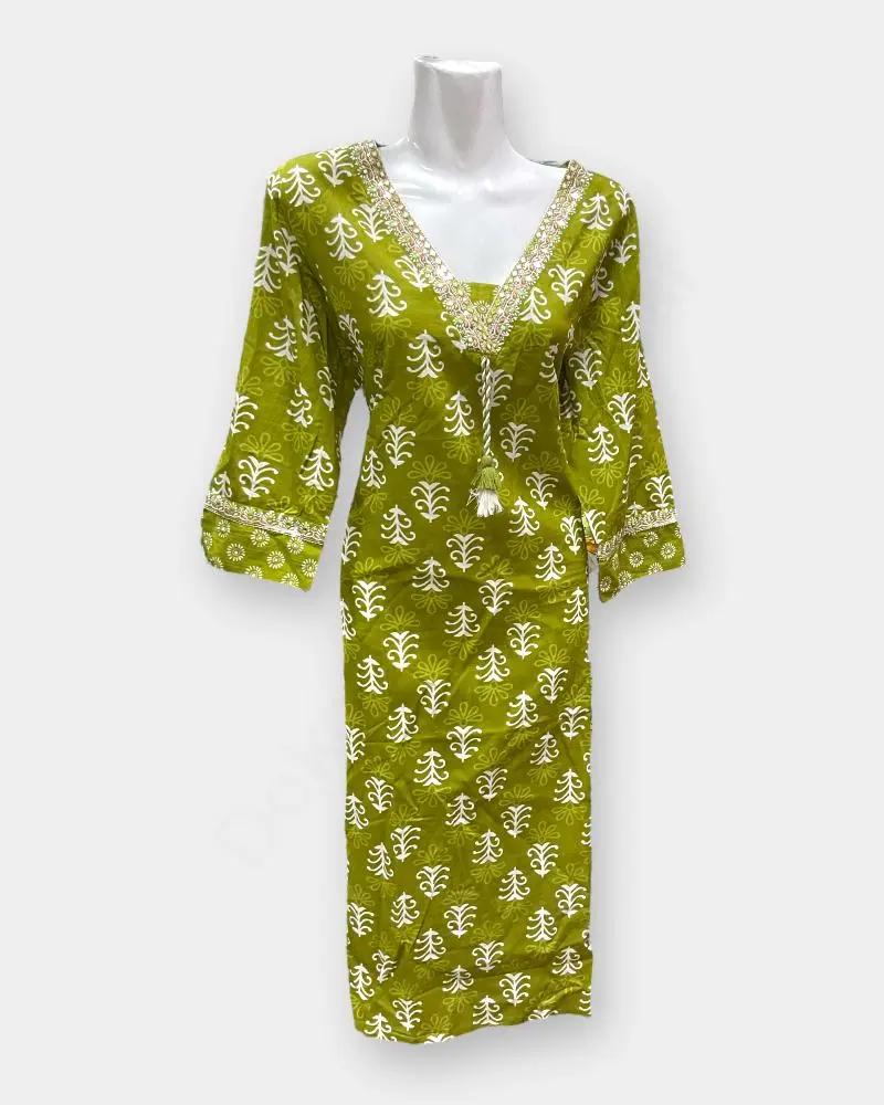 Women Kurthi Top  –  Green Color | Ladies Kurthi
