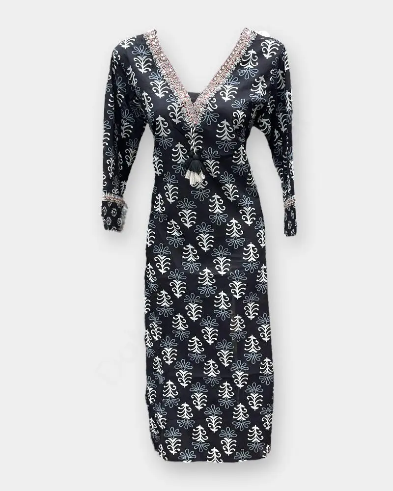 Women Kurthi Top  –  Black Color | Ladies Kurthi