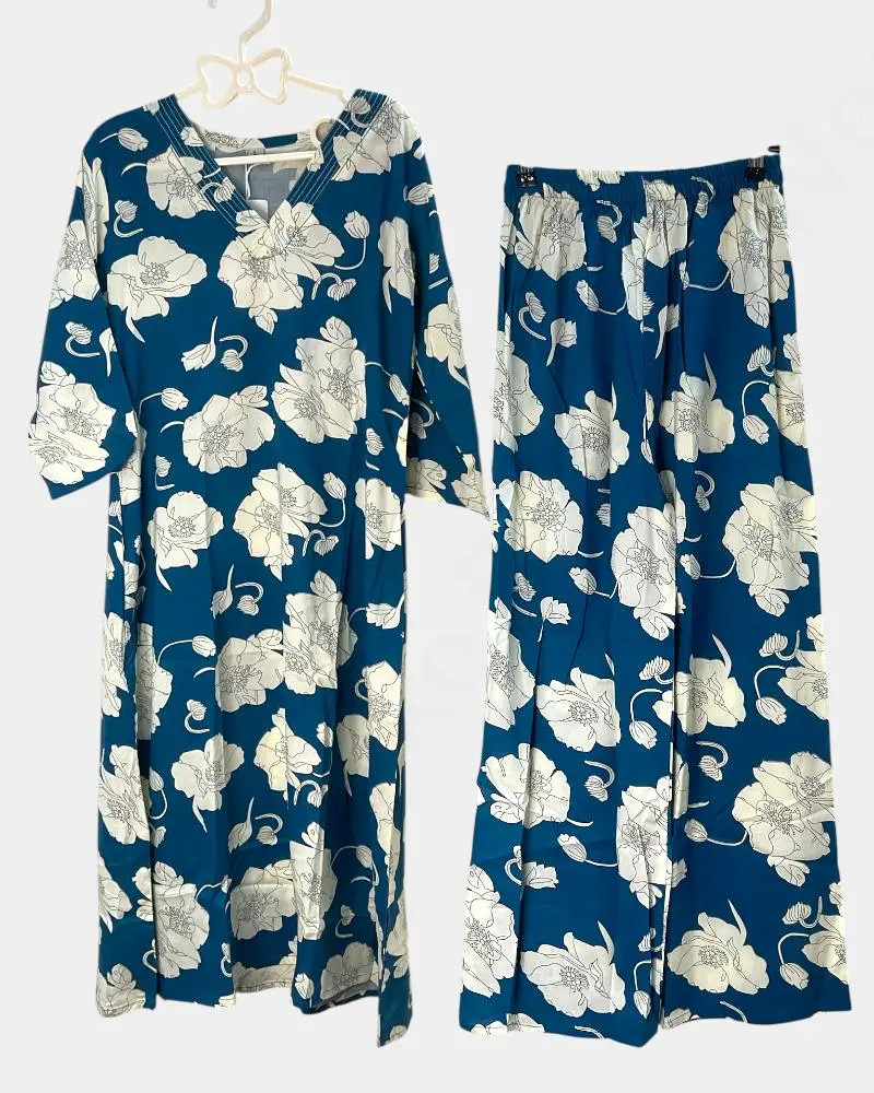 Women Co-ord Set  –  Blue Color | Ladies Kurthi 