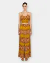 Rongtai Boho Two-Piece Set – Sleeveless Top & Wide-Leg Pants in Ethnic Print – Yellow Color