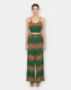 Rongtai Boho Two-Piece Set – Sleeveless Top & Wide-Leg Pants in Ethnic Print – Green Color