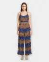 Rongtai Boho Two-Piece Set – Sleeveless Top & Wide-Leg Pants in Ethnic Print – Blue Color 