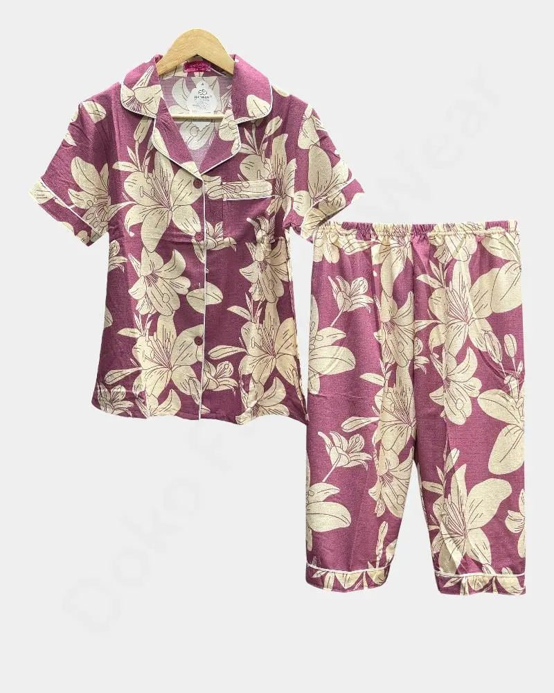 Women's Halwan Nightwear Set - Loungewear & Sleepwear - Purple Color