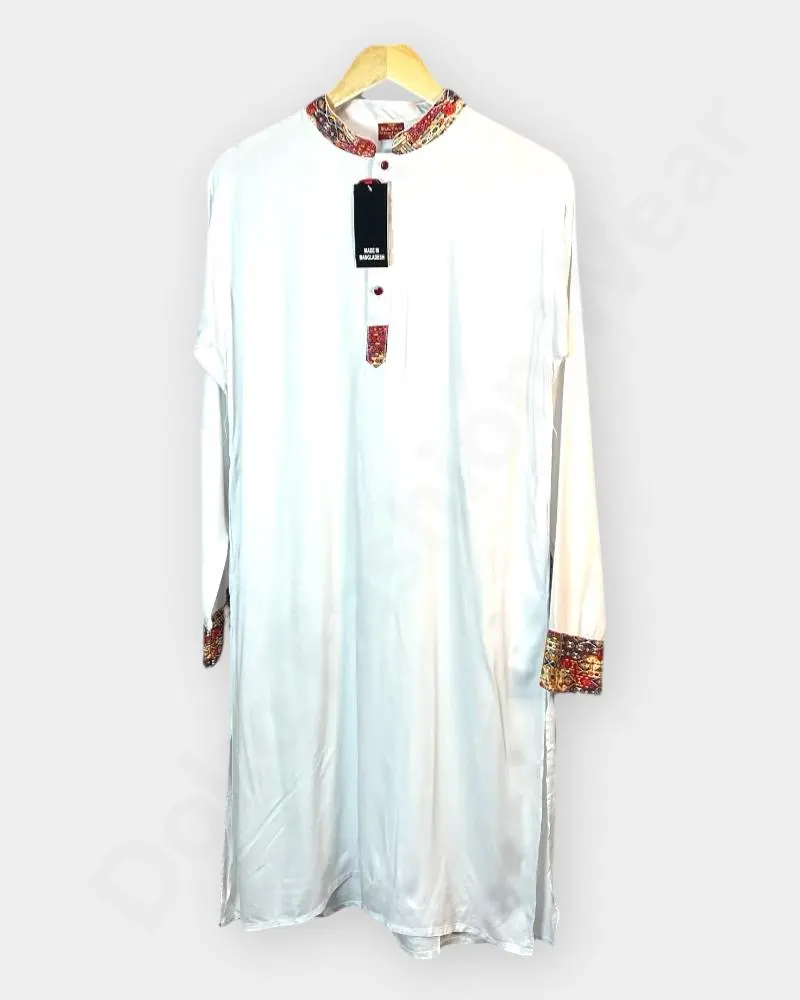 Men's Panjabi Kurthi / white -Color 