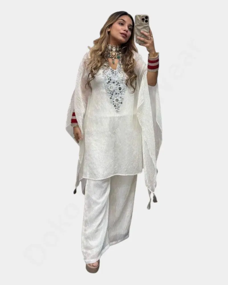 [DFW355-2] Mirror Work Top Plaza Fancy Fendy Embroidery  Ladies Kurthi (L)