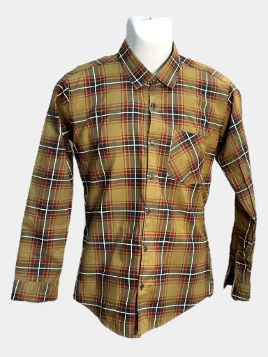 [MSC022] Men Check Shirt  – M Size & Khaki Color | Shirts