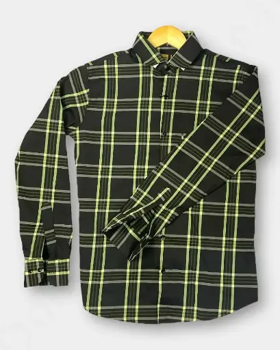 Men Green & Black Buffalo Check Pure Cotton Slim Fit Casual Shirt