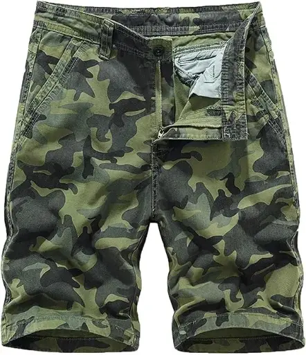 Mens Camouflage Cargo Combat Shorts Army Work Casual Cotton Chino Half Pant Camo