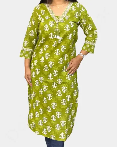 Women Kurthi Top  –  Green Color | Ladies Kurthi