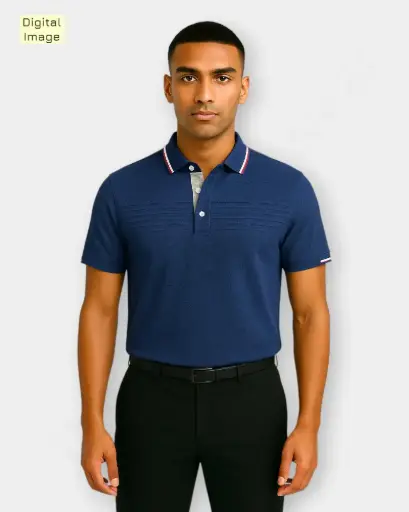 [MTP077] Men Polo T-shirt  – 4XL Size & Blue Color