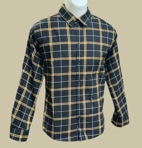 [MSC020]  Men Full Hand Black Check Shirt - XXL Size