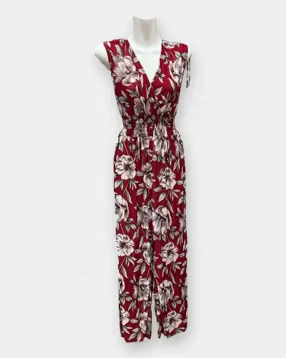 [DFW247] Flower print Jumpsuit  For Summer Dresses & Gowns/ Color-Red