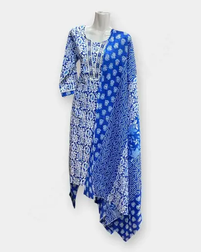 3 pcs Kurthi set for summer Ladies Kurthi Color-Blue